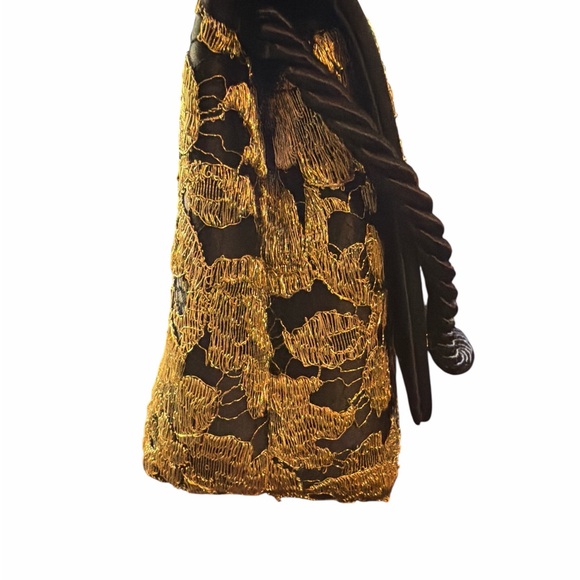 RARE Vintage Chanel Metallic Gold Lace Evening Bag - 1 Series Full Set - Picture 3 of 11